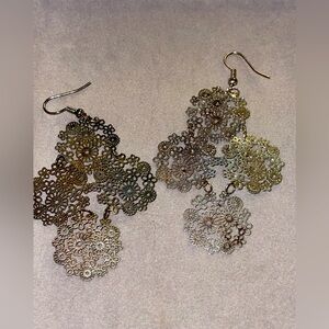 Pair of Silver Tone Metal Pierced Dangle Earrings